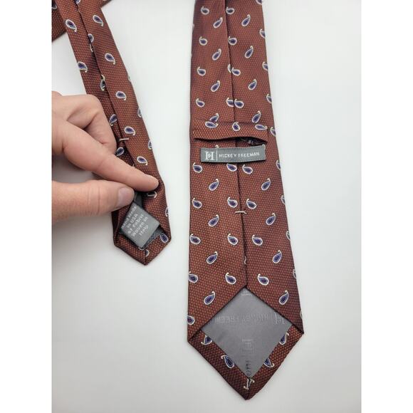 Hickey Freeman Copper Paisley Tie | 3" x 44.5" - Picture 3 of 5